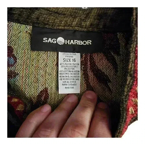 Sag Harbor 90s Tapestry Jacket Blazer Art to Wear Brocade Boho Artsy Women's 16 - Picture 3 of 4